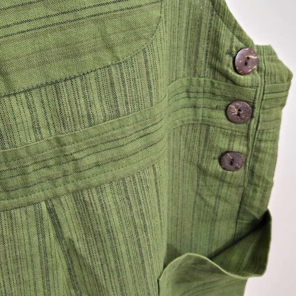 Earthbound Trading Co Olive Green Striped Jumpsuit Overalls Women's S - Picture 6 of 7